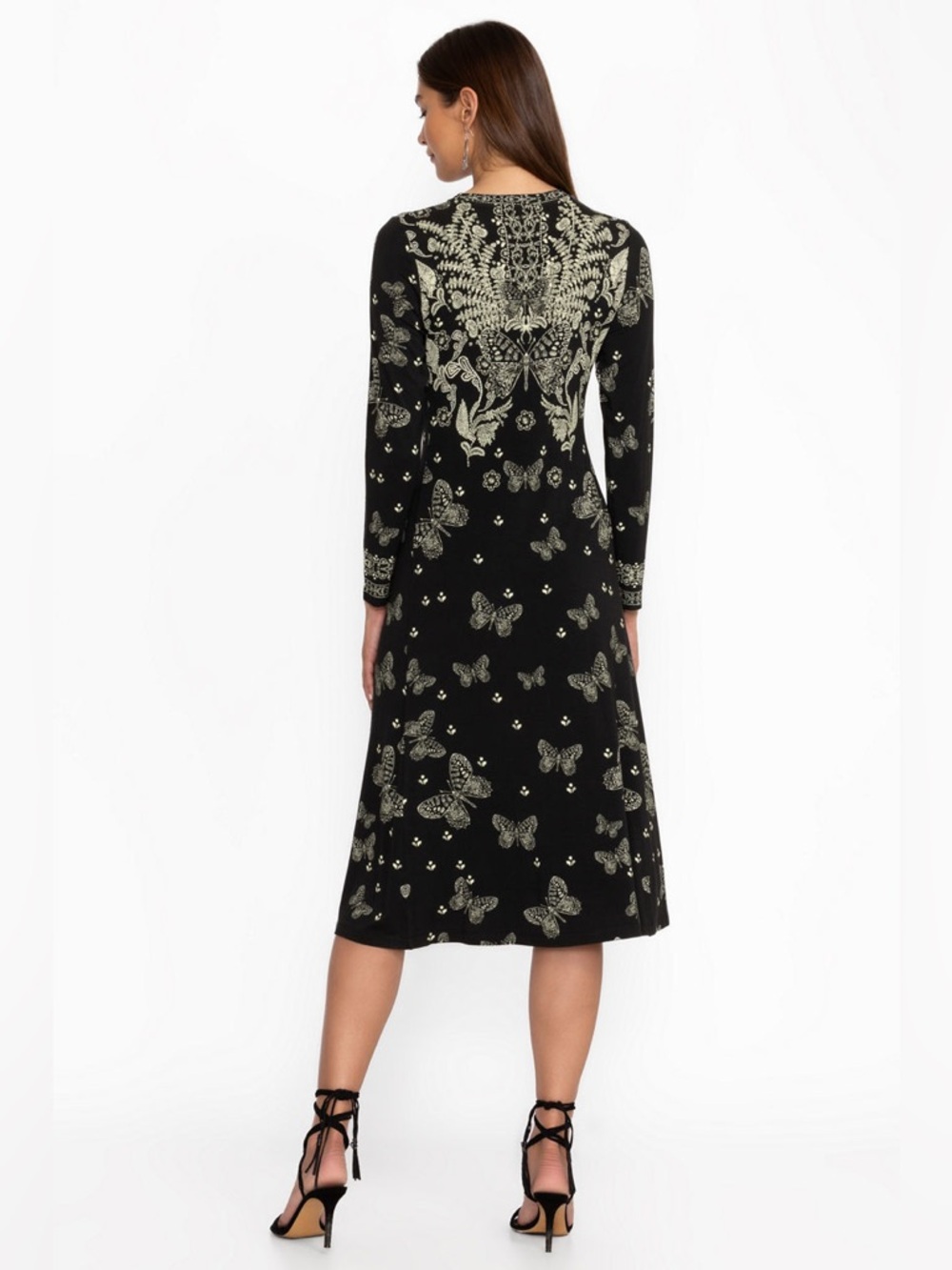 Johnny Was The Janie Favorite A-Line Dress Farfalla Joan Black Butterfly Floral - Picture 3 of 15